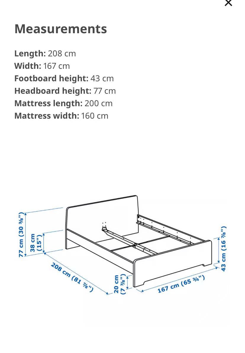 ASKVOLL White Queen Bed Frame