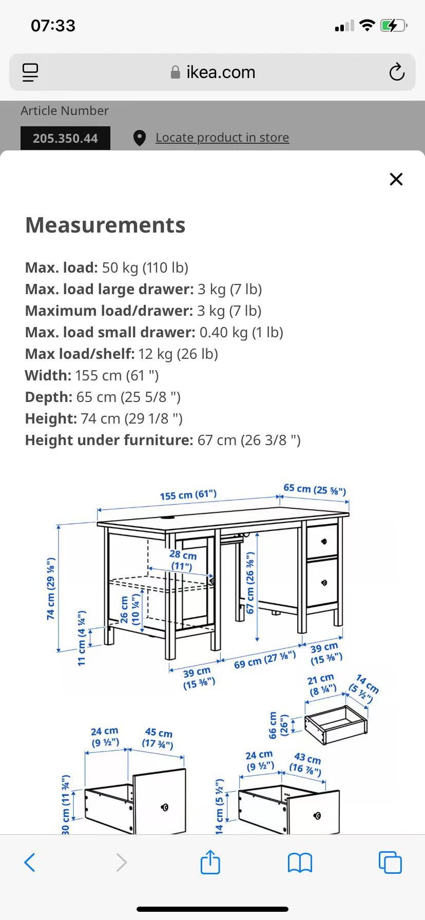 HEMNES Solid Wood Desk– Multiple Colors (Rental)