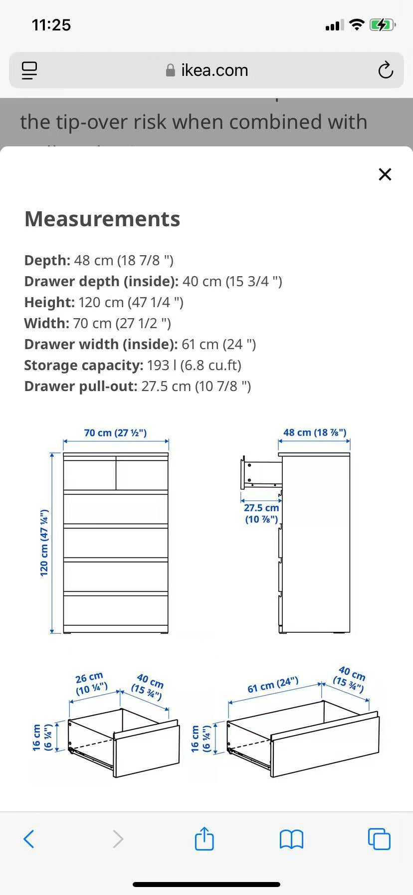 MALM Black 6-Drawer Tall Dresser