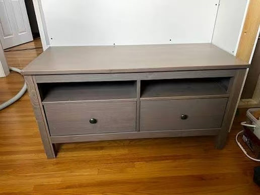 HEMNES Light Grey-Brown Solid Wood TV Stand – 2 Drawers