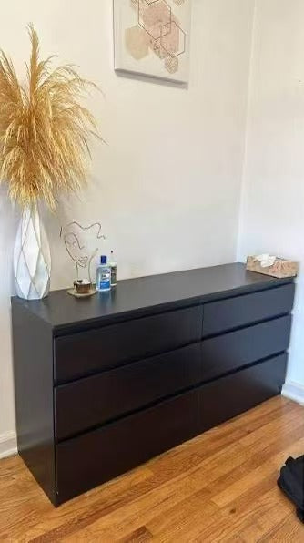 MALM Black 6-Drawer Dresser