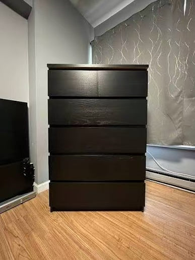 MALM 黑色六抽屉斗柜