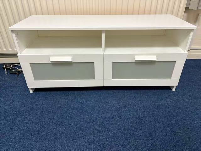 BRIMNES White TV Stand – 2-Drawer Design
