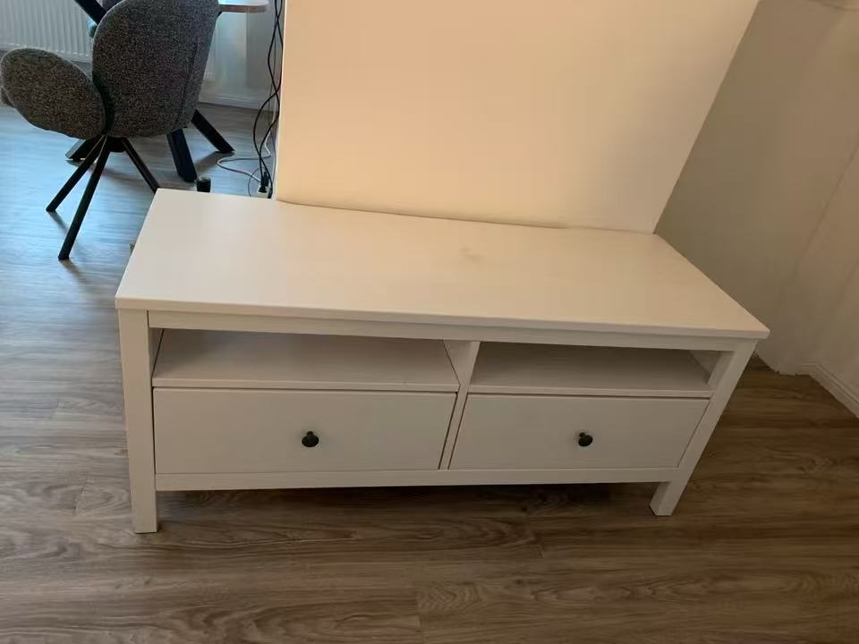 HEMNES White Solid Wood TV Stand – 2 Drawers