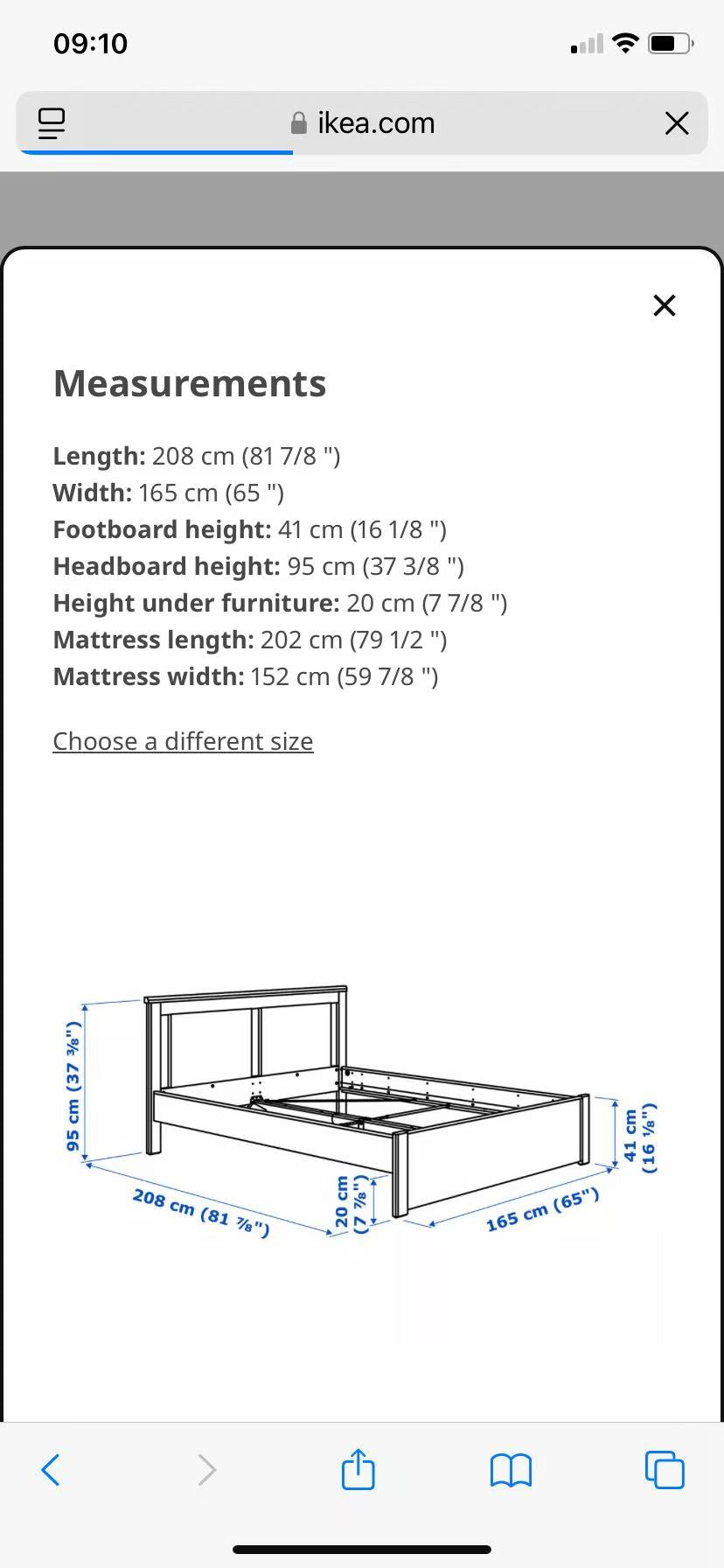 SONGESAND Brown Queen Bed Frame
