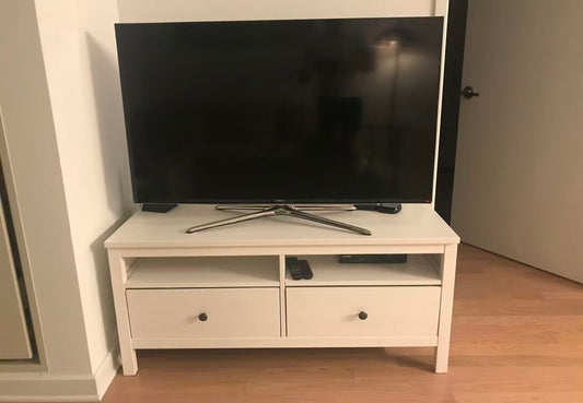HEMNES White Solid Wood TV Stand – 2 Drawers