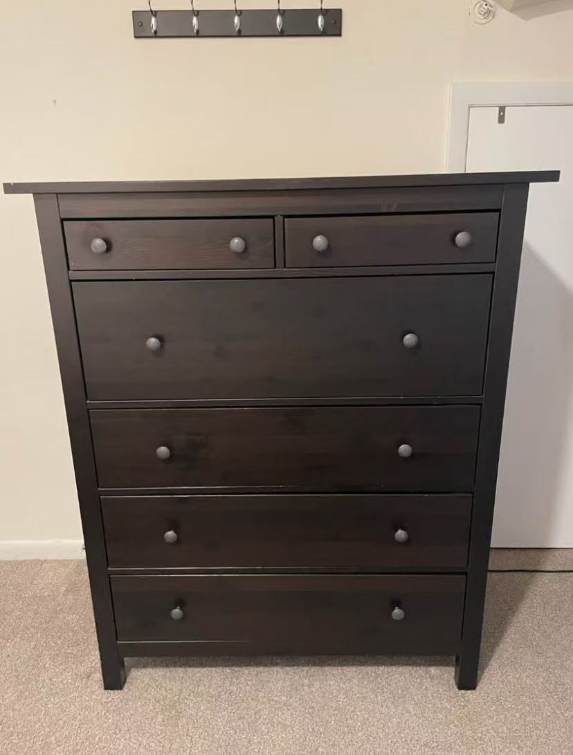 HEMNES 黑色六抽屉斗柜