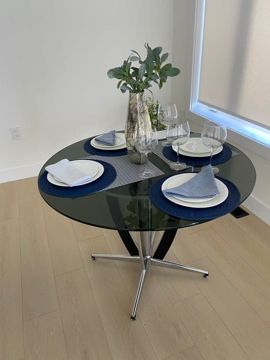 Round Glass Dining Table Rental – 115 cm Diameter