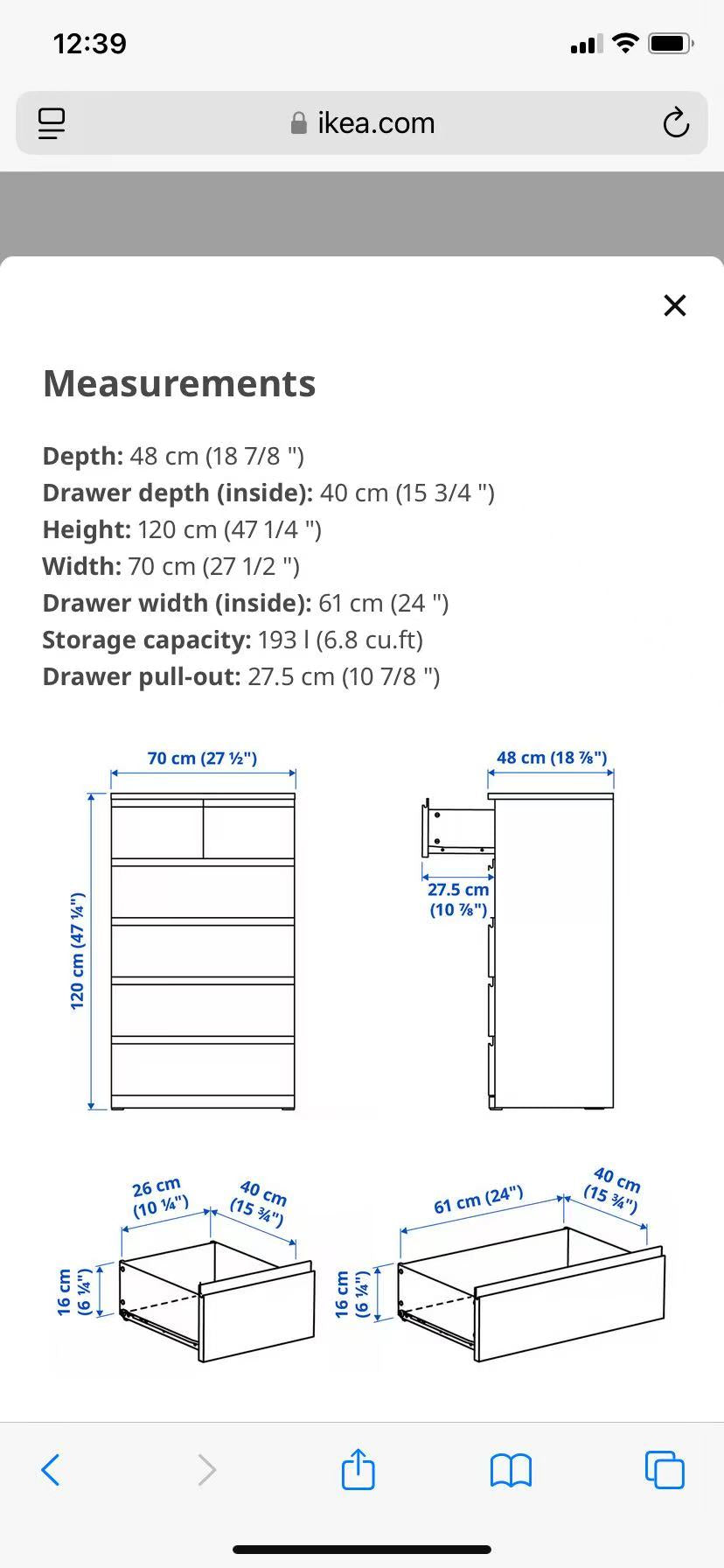 MALM 黑色六抽屉斗柜