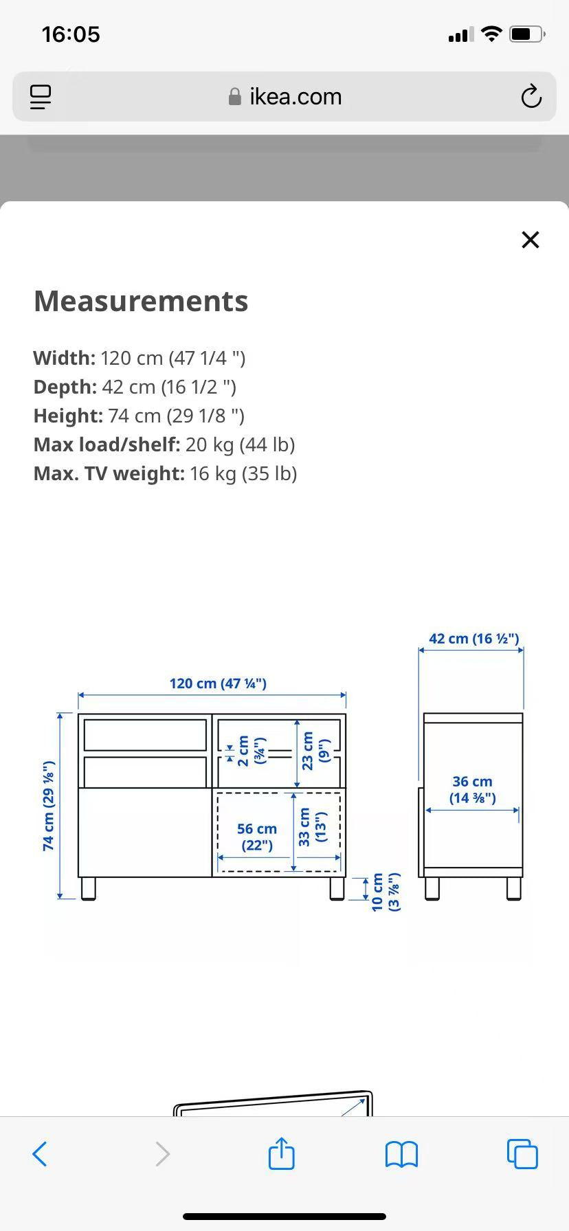 BESTA TV Stand with 2 Drawers
