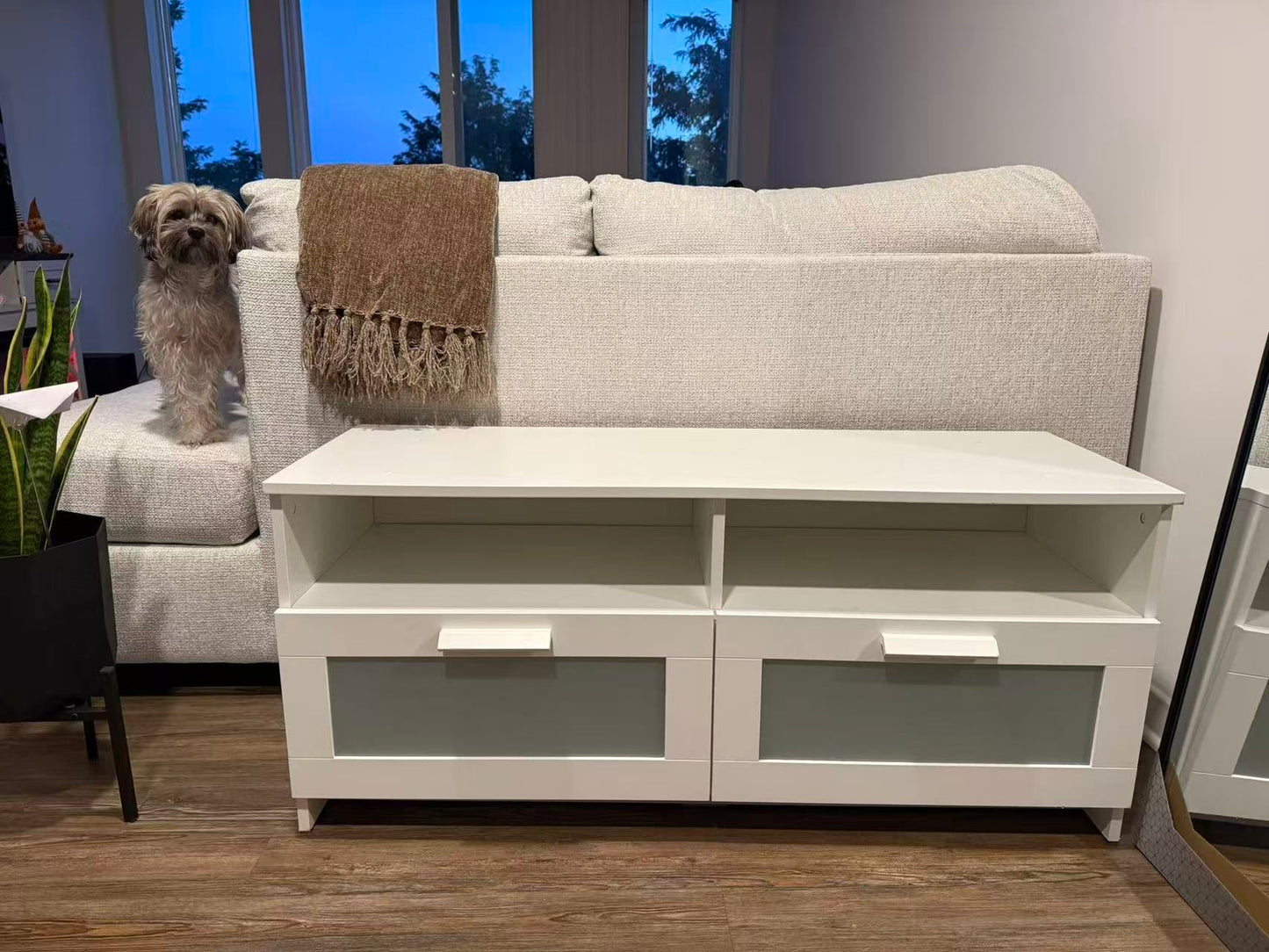 BRIMNES White TV Stand – 2-Drawer Design