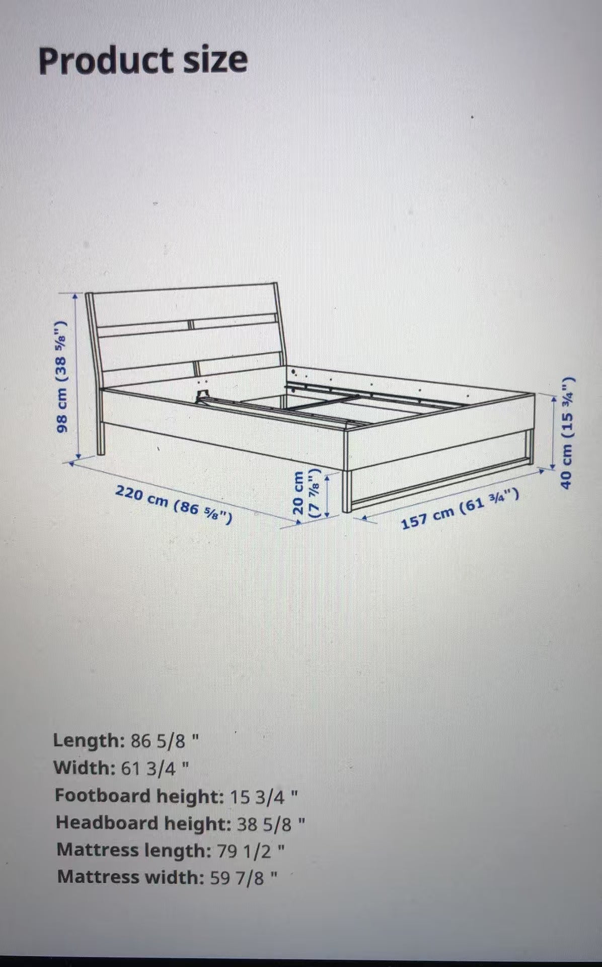 TRYSIL Brown Queen Bed Frame