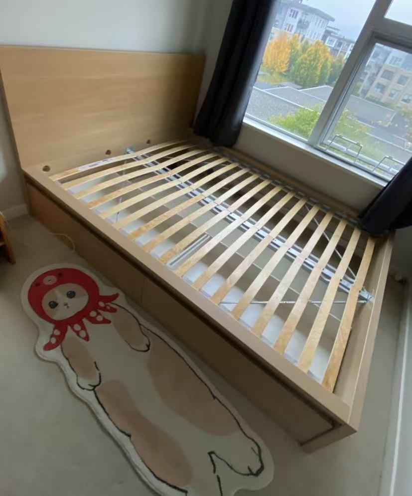 MALM Oak Veneer Queen Bed Frame