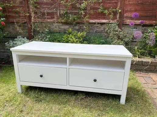 HEMNES White Solid Wood TV Stand – 2 Drawers