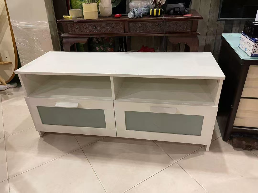 BRIMNES White TV Stand – 2-Drawer Design