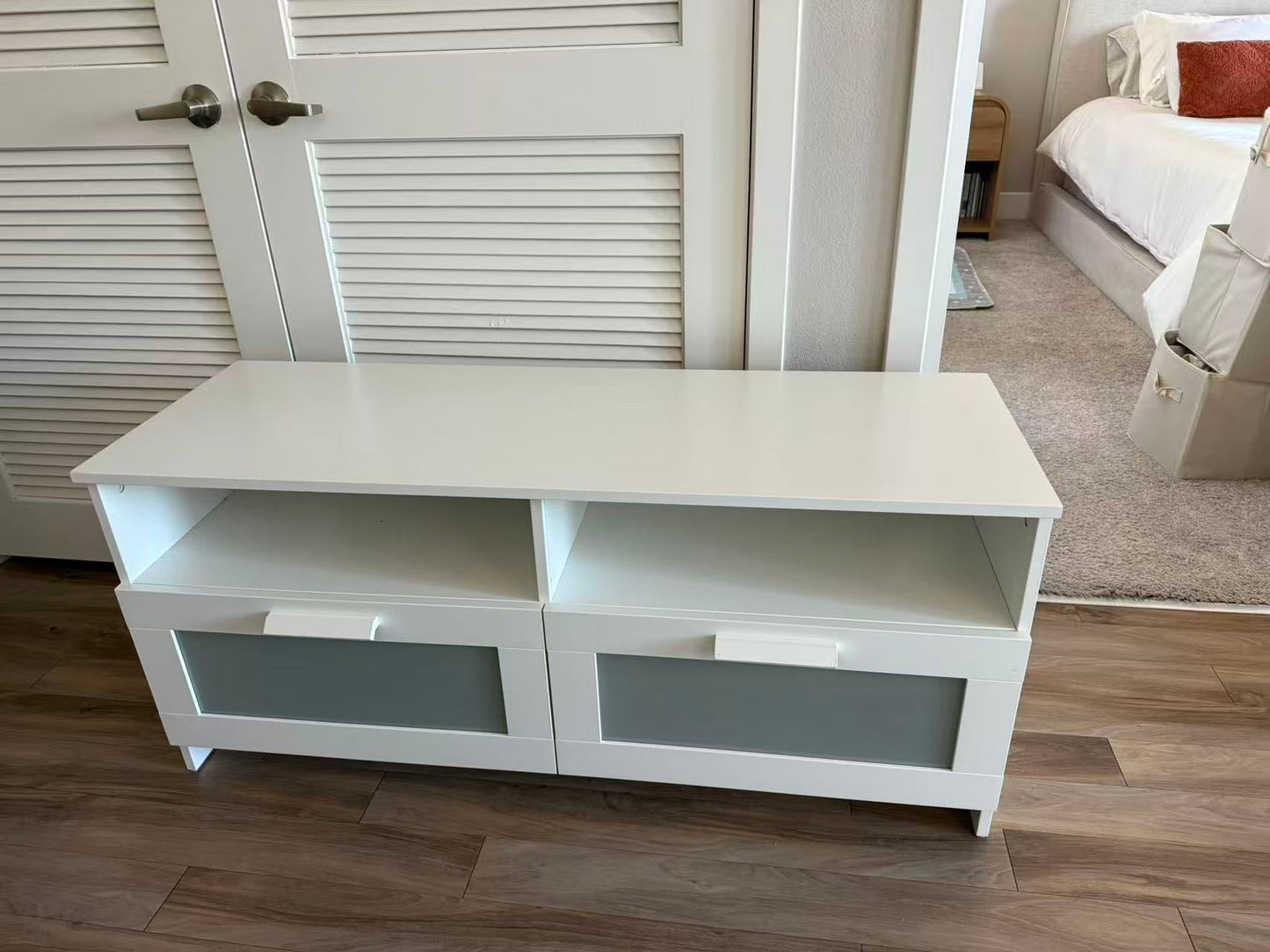 BRIMNES White TV Stand – 2-Drawer Design