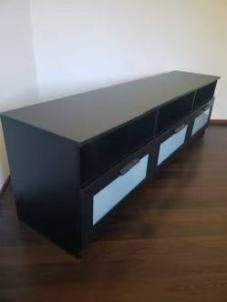BRIMNES Black TV Stand – 3-Drawer Design