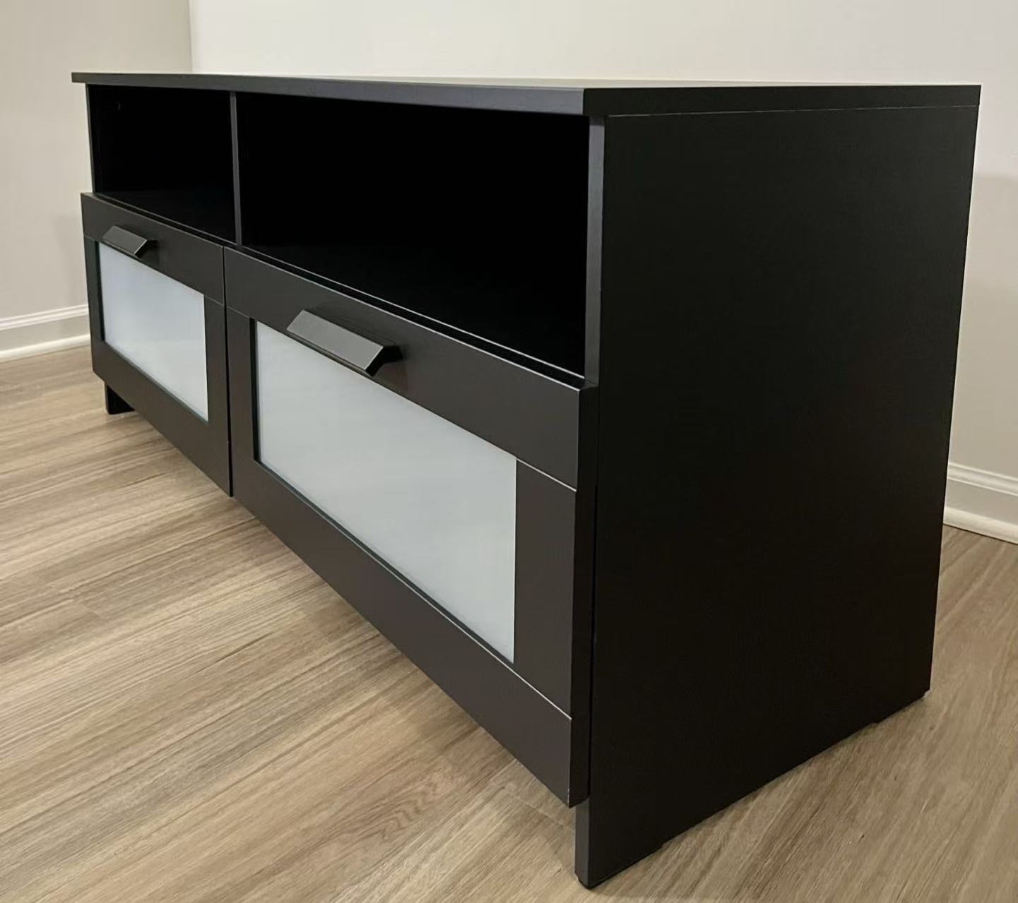 BRIMNES Black TV Stand – 2-Drawer Design