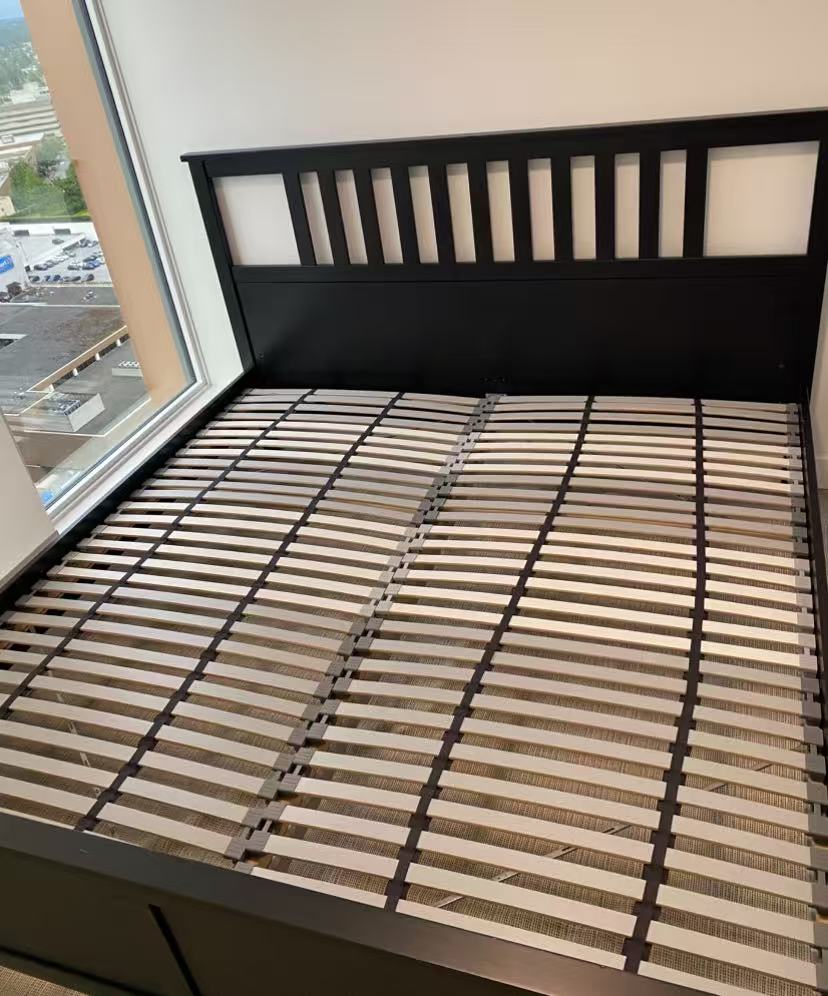 HEMNES Black King Bed Frame