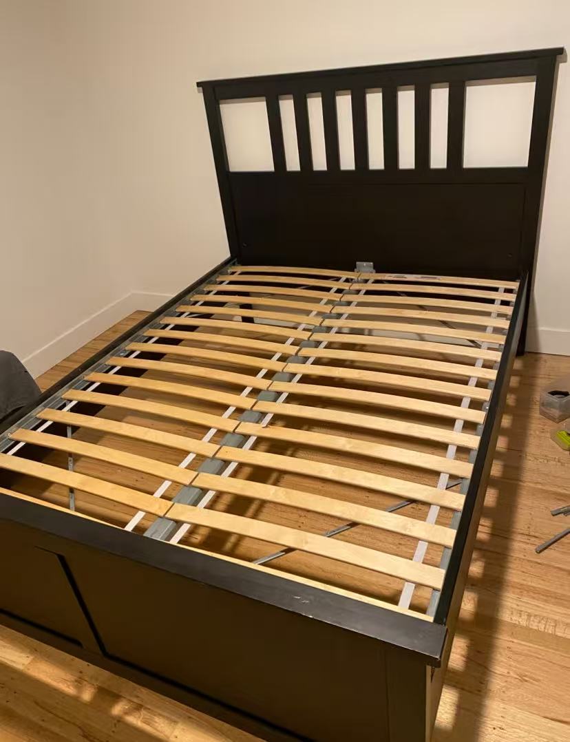 HEMNES Black Queen Bed Frame