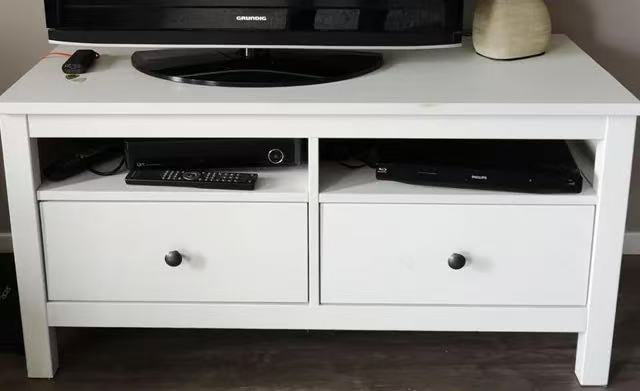 HEMNES White Solid Wood TV Stand – 2 Drawers
