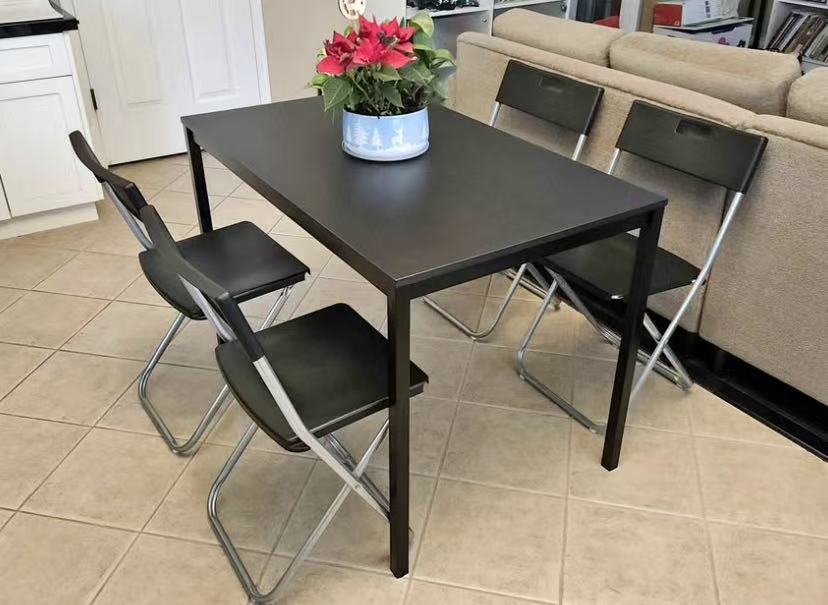 Standard Height Dining Table and 4 Chairs Set (Non-Extendable)