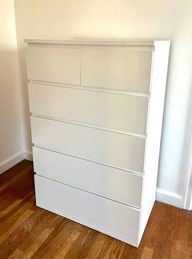 MALM Black 6-Drawer Tall Dresser