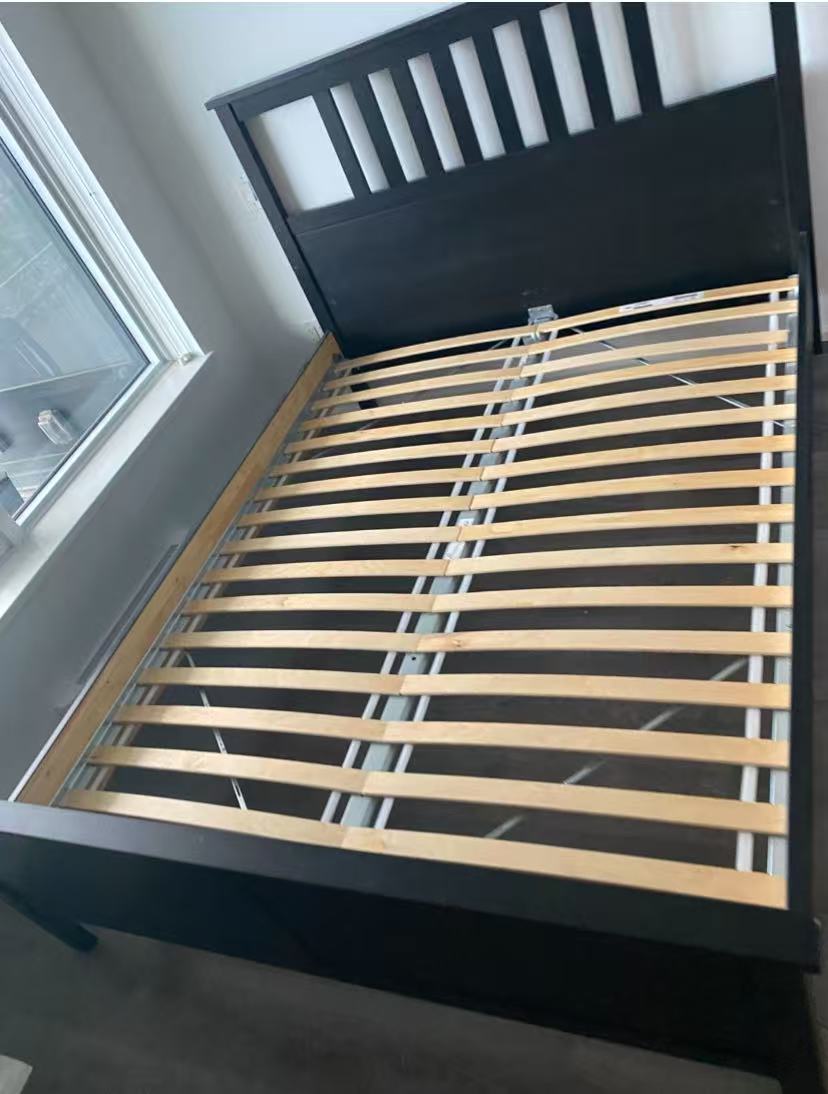 HEMNES Black Queen Bed Frame