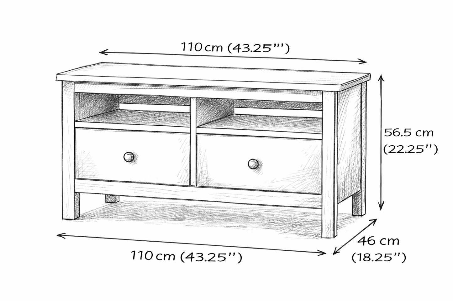 HEMNES White Solid Wood TV Stand – 2 Drawers