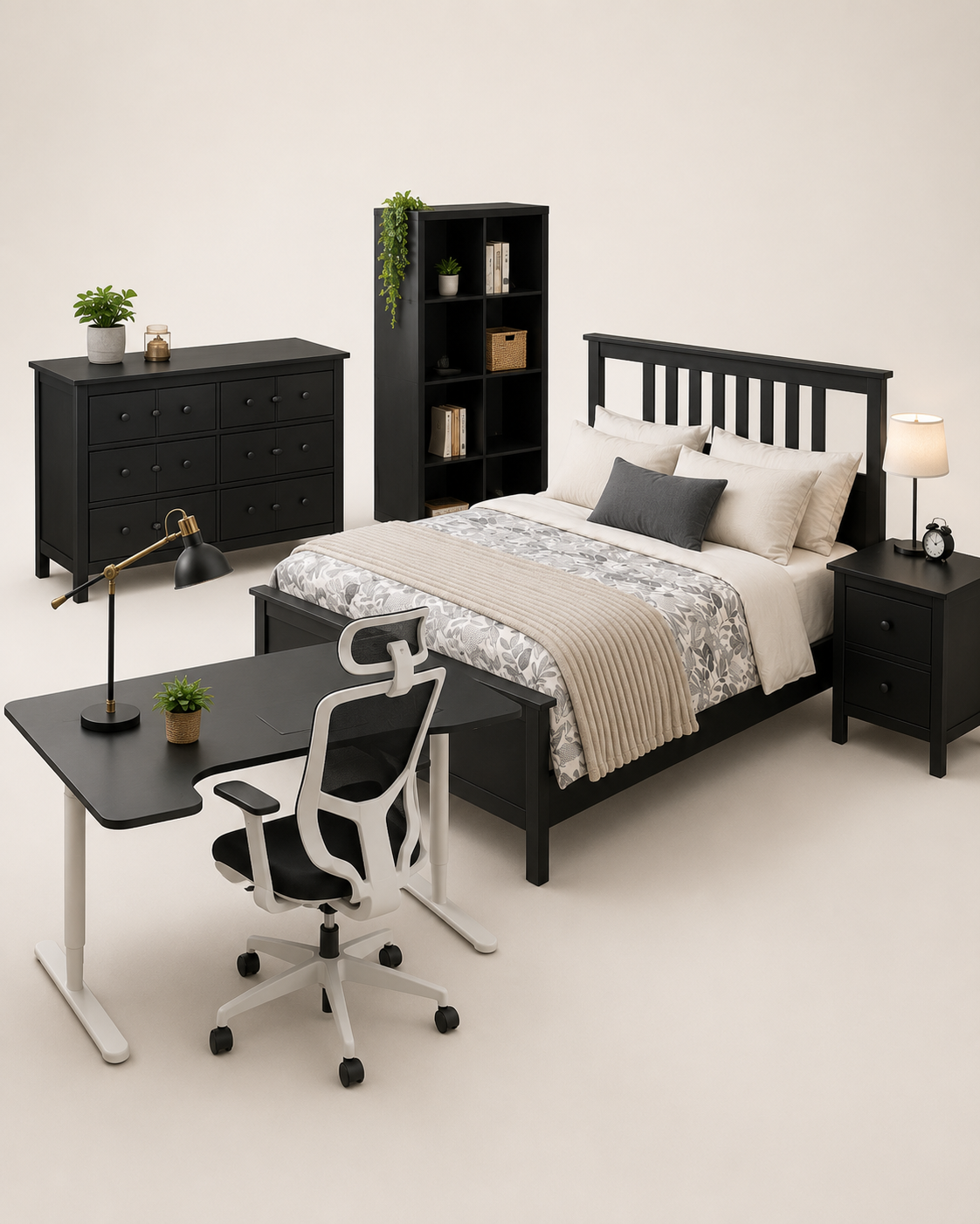 Large Single Room Furniture Rental Package – Black Series