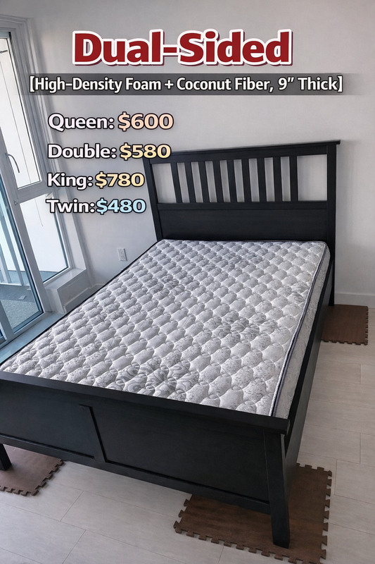 Dual-Sided Extra Firm Mattress (Firmness ★★★★ |High-Density Firm Foam + Coconut Fiber Board, 9" Thick)