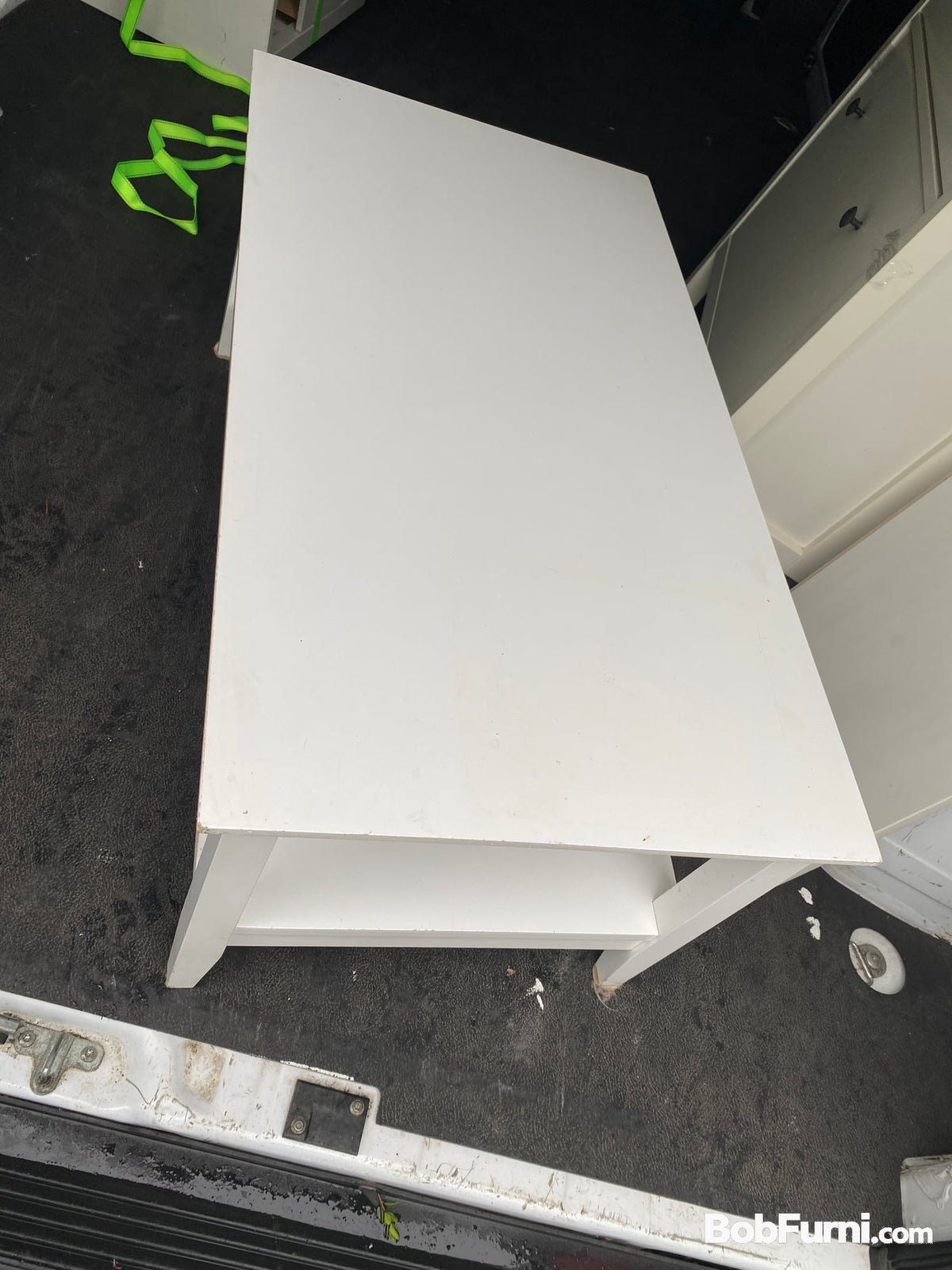 White Solid Wood Coffee Table with Lower Shelf