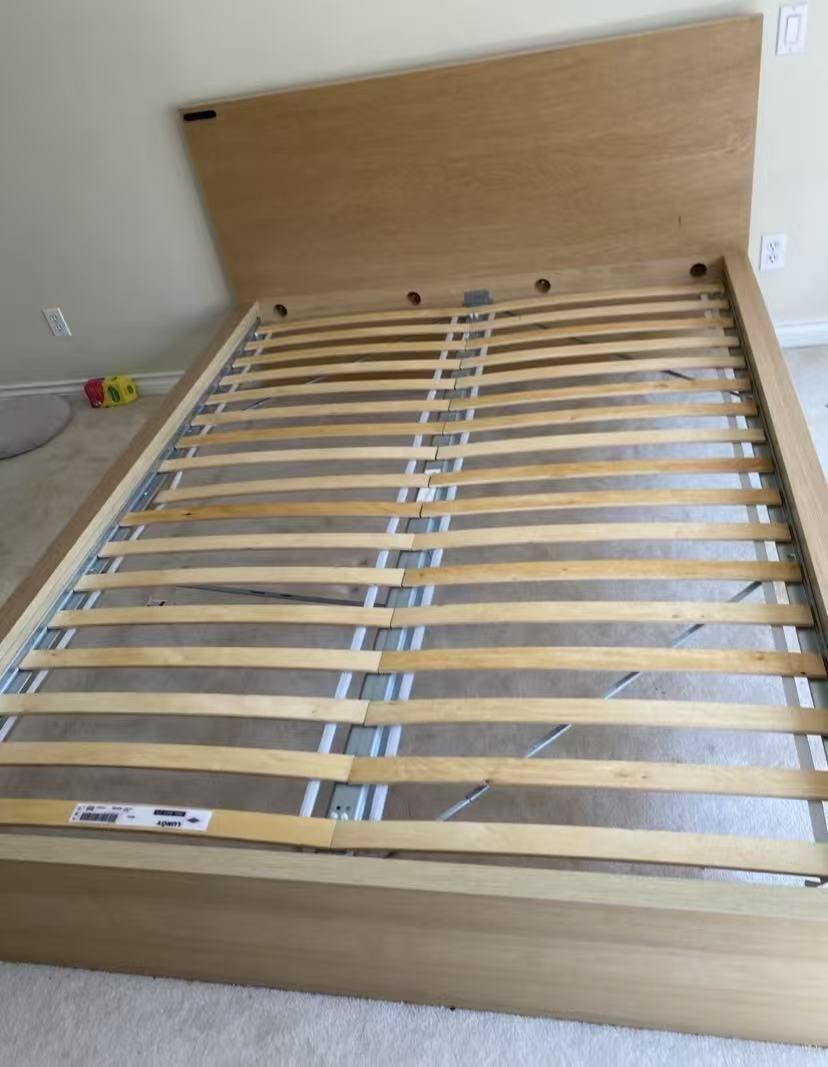 MALM Oak Veneer Queen Bed Frame