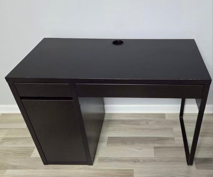 MICKE Black Writing Desk with Storage