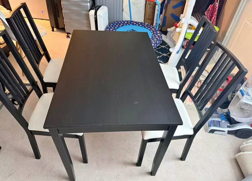 Standard Height Dining Table and 4 Chairs Set (Non-Extendable)