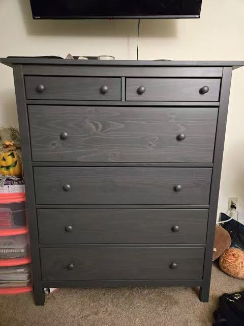 HEMNES 黑色六抽屉斗柜