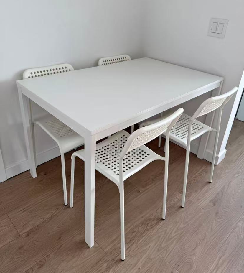 Standard Height Dining Table and 4 Chairs Set (Non-Extendable)
