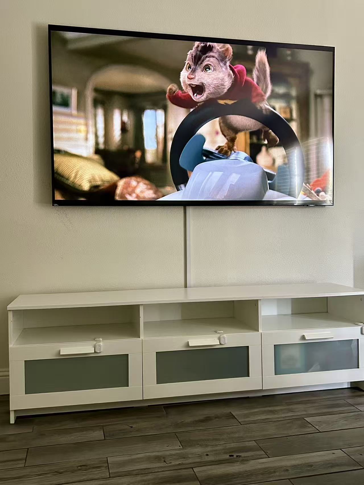 BRIMNES White TV Stand – 3-Drawer Design