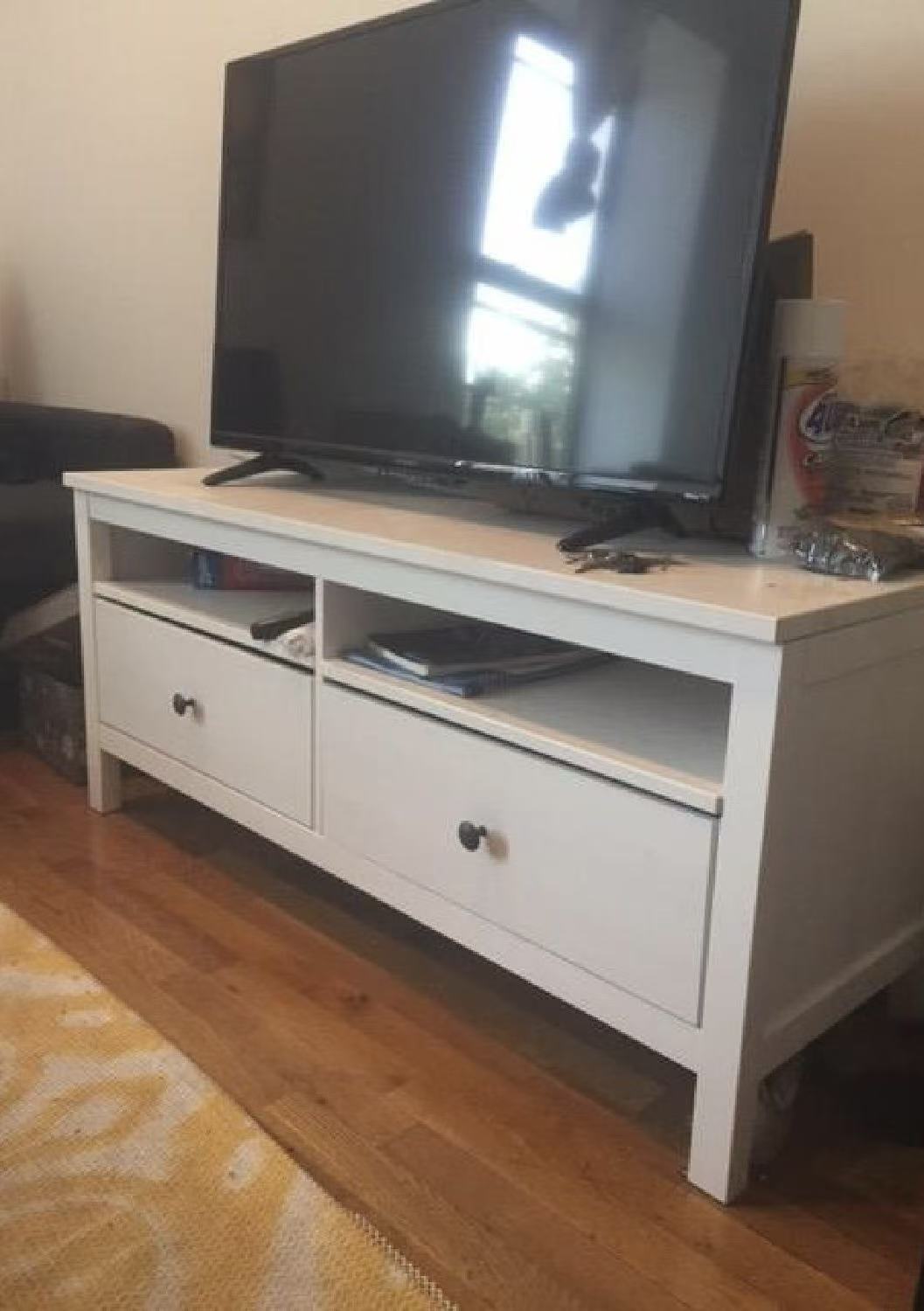 HEMNES White Solid Wood TV Stand – 2 Drawers