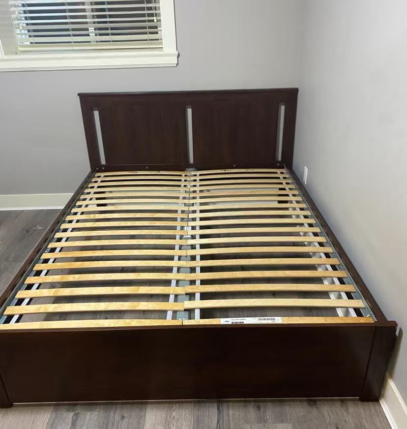 SONGESAND Brown Double Bed Frame