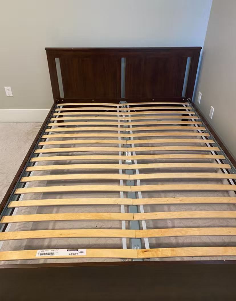 SONGESAND Brown Double Bed Frame