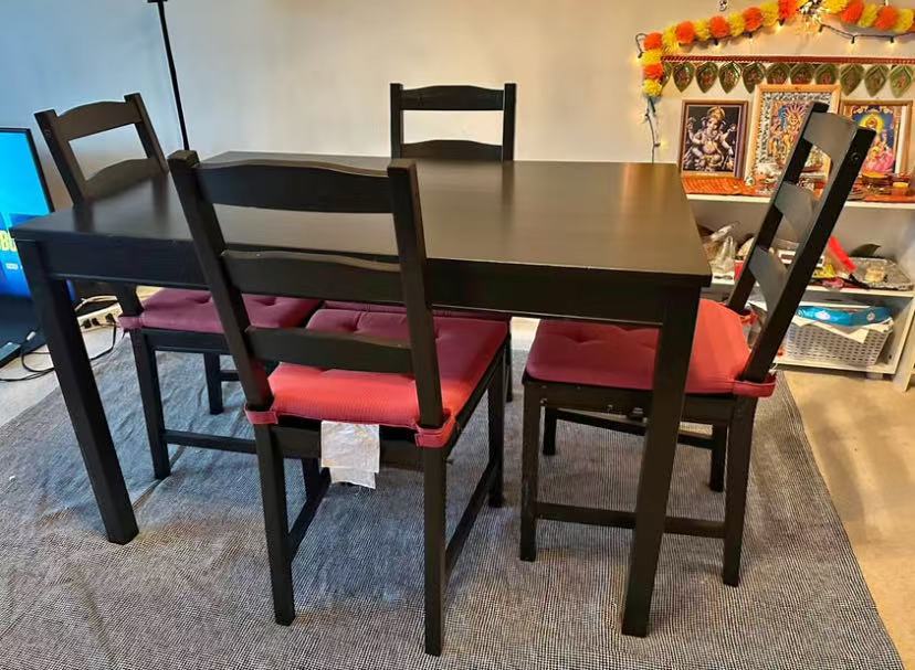 Standard Height Dining Table and 4 Chairs Set (Non-Extendable)