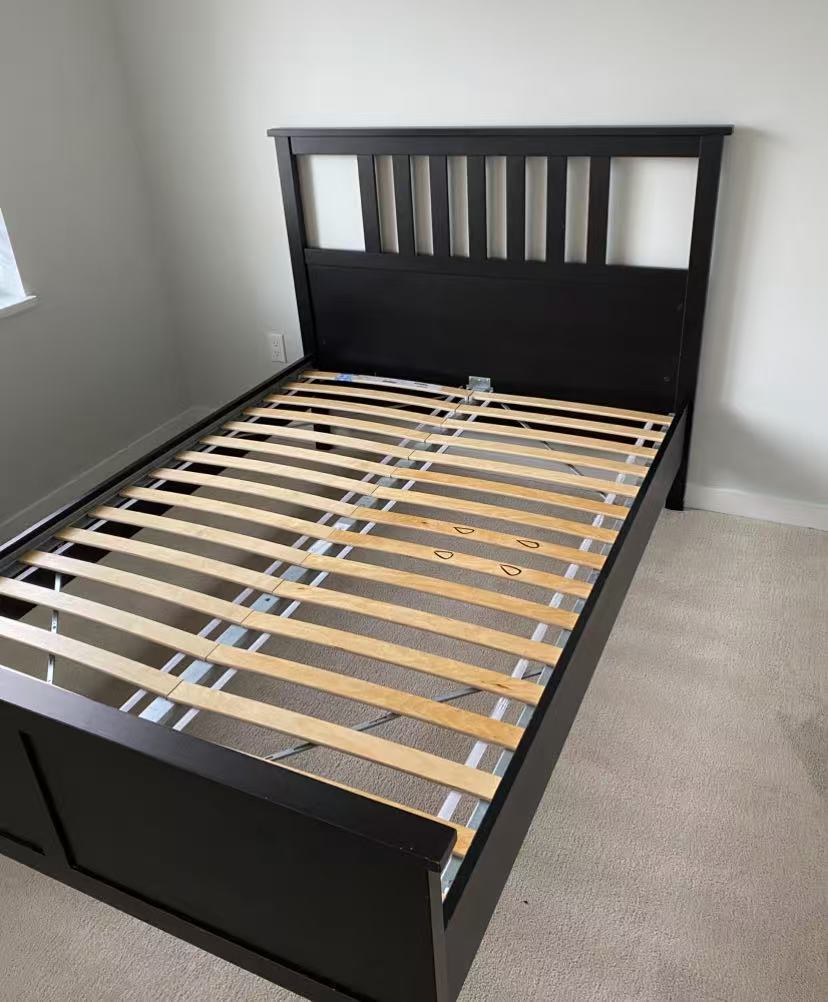 HEMNES Black Queen Bed Frame