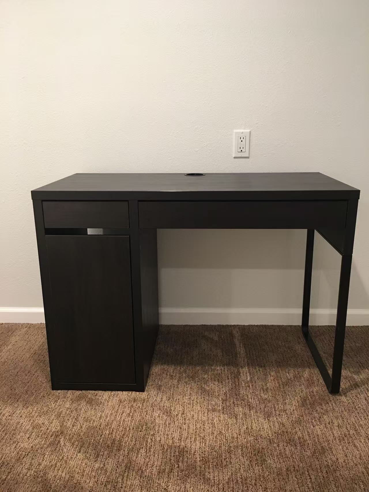 MICKE Black Writing Desk with Storage
