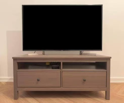 HEMNES Light Grey-Brown Solid Wood TV Stand – 2 Drawers