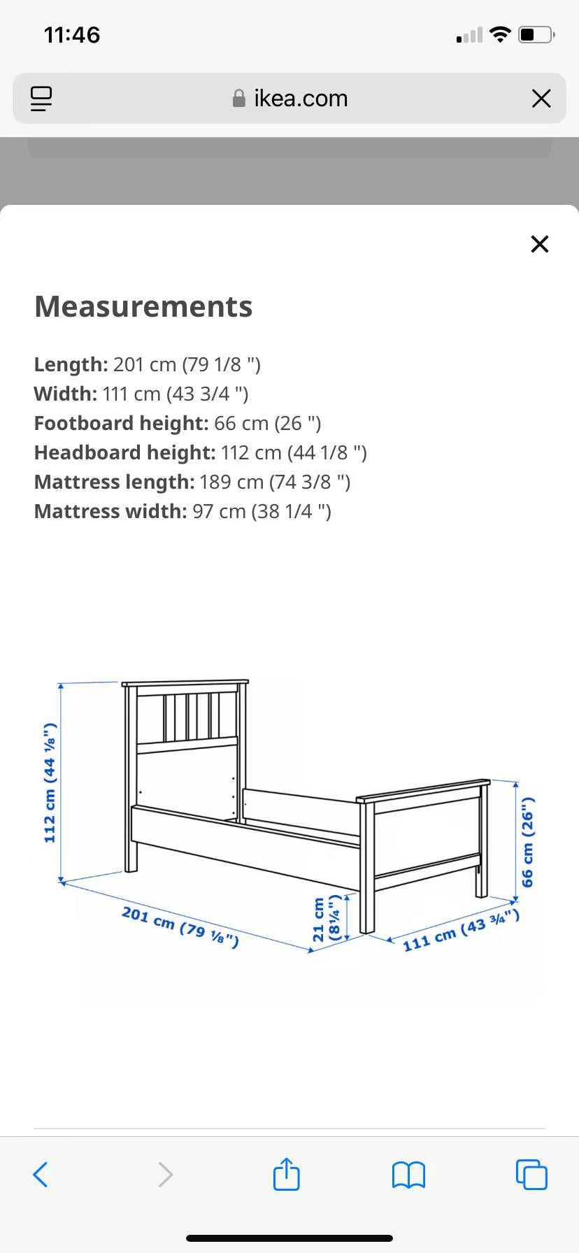 HEMNES Black Twin Bed Frame