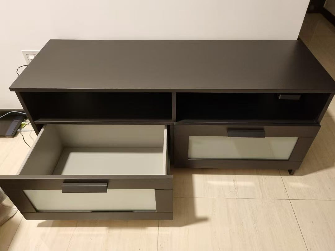 BRIMNES Black TV Stand – 2-Drawer Design