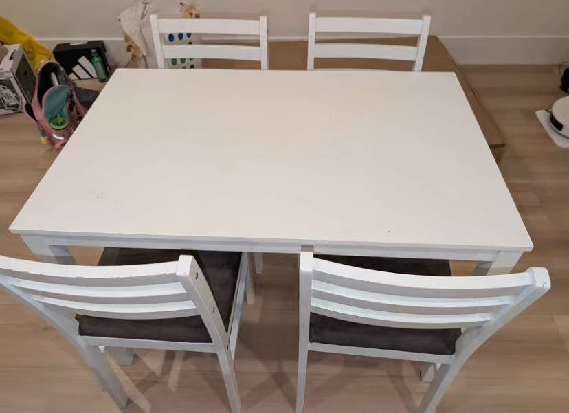 Standard Height Dining Table and 4 Chairs Set (Non-Extendable)