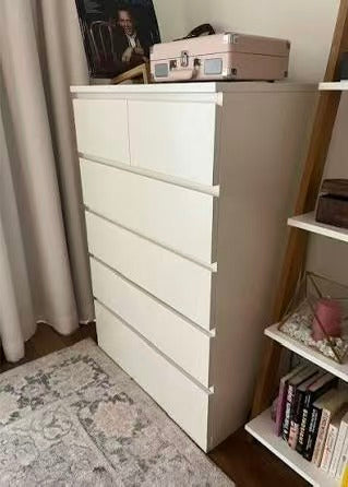 MALM Black 6-Drawer Tall Dresser