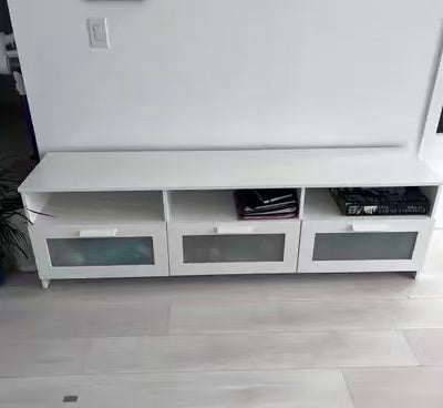 BRIMNES White TV Stand – 3-Drawer Design